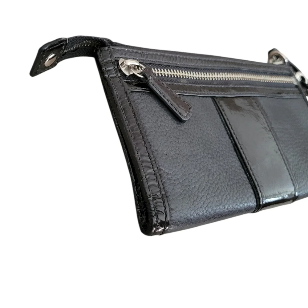 Coach Black Leather Wristlet with Signature Patch